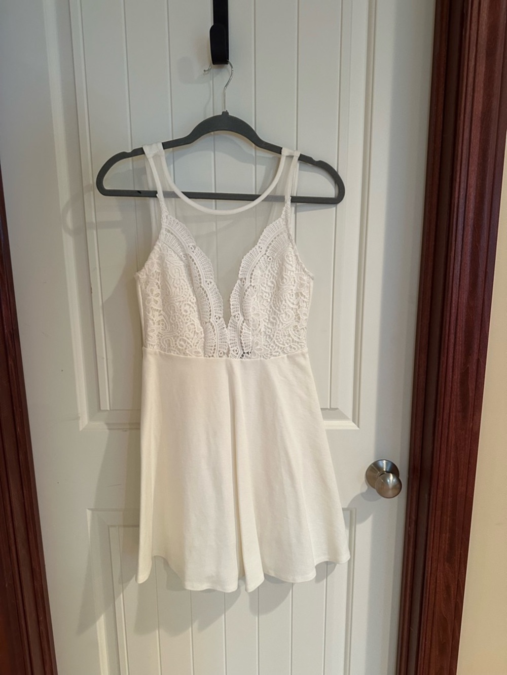 Lulu's White Lace Bodice Skater Dress